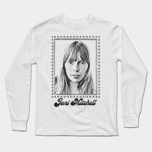 Joni Mitchell / Retro 1970s Style Fan Art Design Long Sleeve T-Shirt